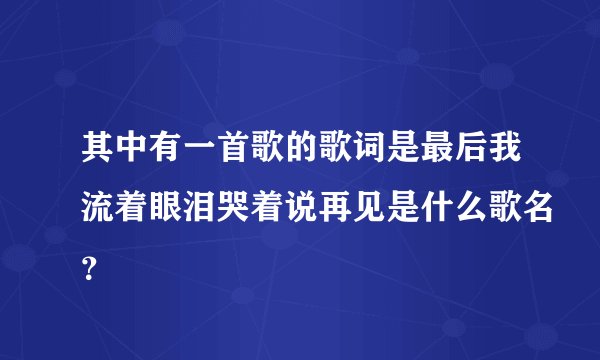 其中有一首歌的歌词是最后我流着眼泪哭着说再见是什么歌名？