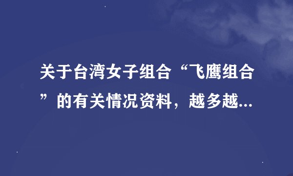 关于台湾女子组合“飞鹰组合”的有关情况资料，越多越好，可以是她们的作品、活动等
