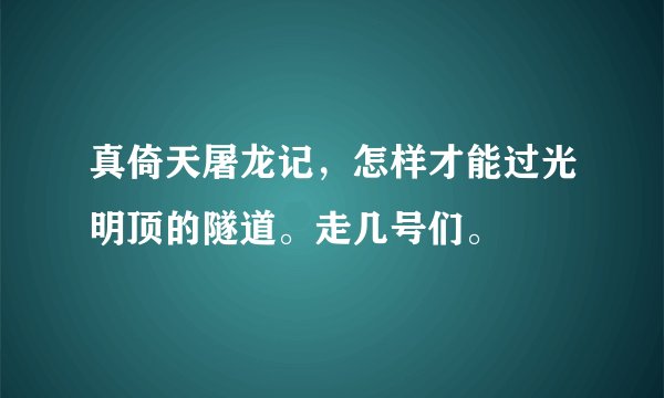 真倚天屠龙记，怎样才能过光明顶的隧道。走几号们。
