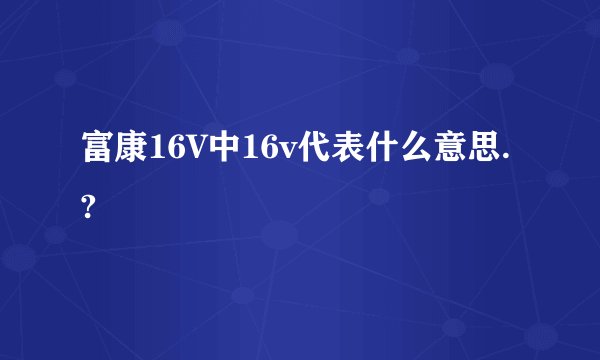 富康16V中16v代表什么意思.?
