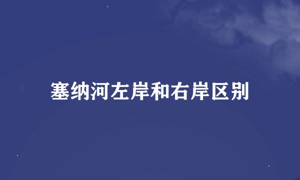 塞纳河左岸和右岸区别