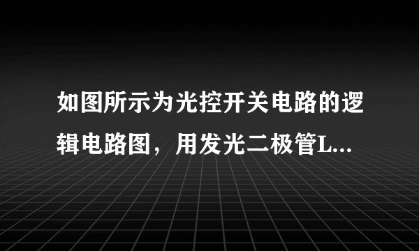 如图所示为光控开关电路的逻辑电路图，用发光二极管LED模仿路灯，RG为光敏电阻，R1的最大阻值为51k?，R2
