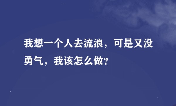 我想一个人去流浪，可是又没勇气，我该怎么做？