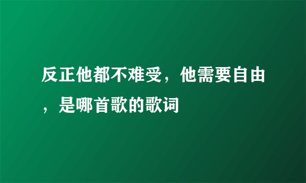 反正他都不难受，他需要自由，是哪首歌的歌词