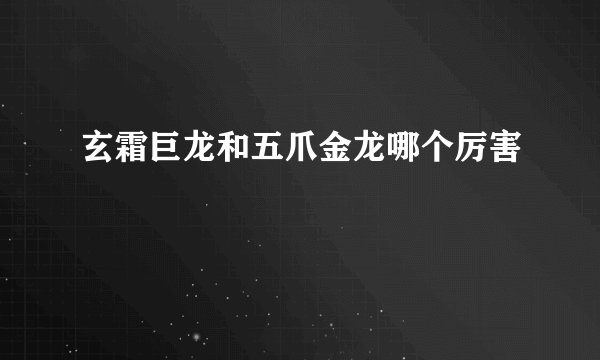 玄霜巨龙和五爪金龙哪个厉害