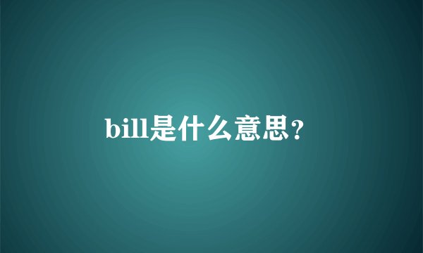 bill是什么意思？