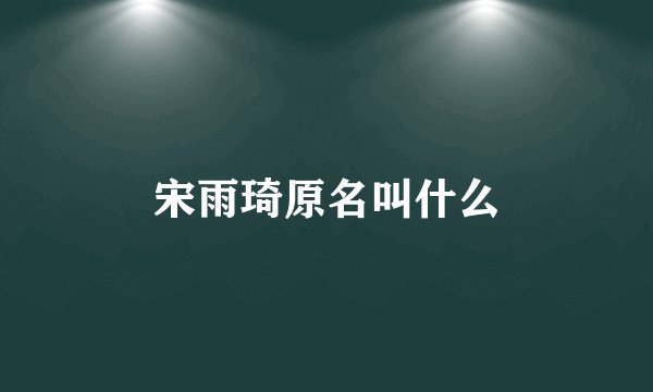 宋雨琦原名叫什么