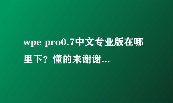 wpe pro0.7中文专业版在哪里下？懂的来谢谢了，大神帮忙啊