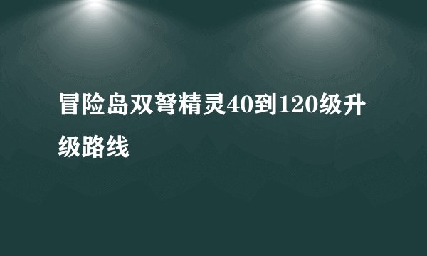 冒险岛双弩精灵40到120级升级路线
