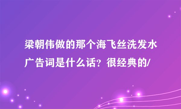 梁朝伟做的那个海飞丝洗发水广告词是什么话？很经典的/