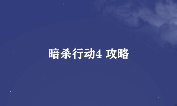 暗杀行动4 攻略