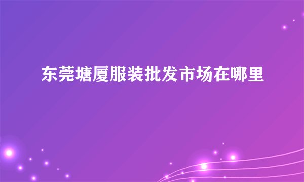 东莞塘厦服装批发市场在哪里