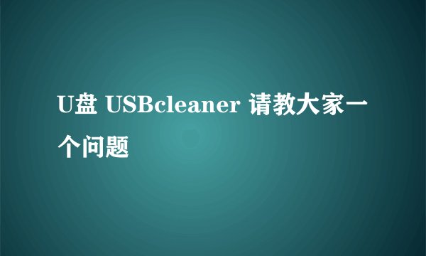 U盘 USBcleaner 请教大家一个问题