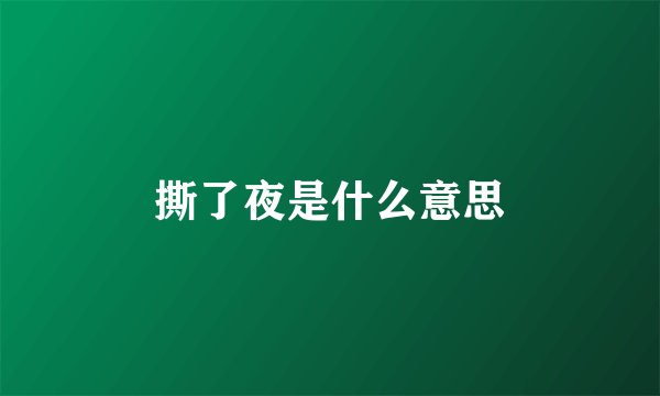 撕了夜是什么意思