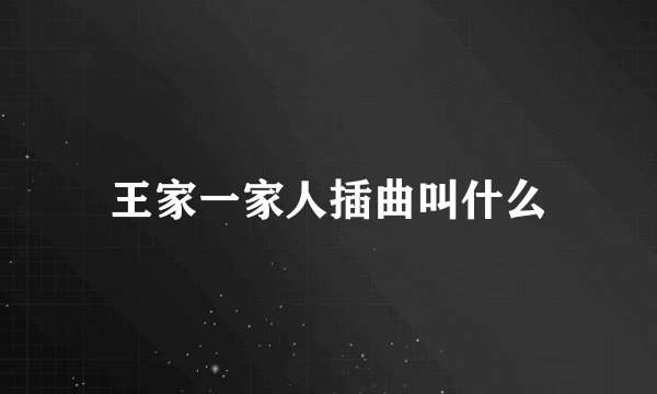 王家一家人插曲叫什么