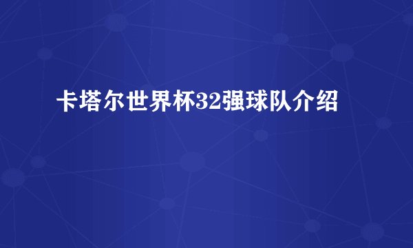 卡塔尔世界杯32强球队介绍