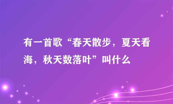 有一首歌“春天散步，夏天看海，秋天数落叶”叫什么