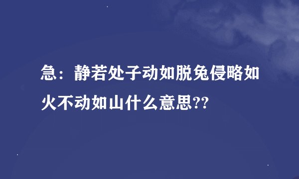 急：静若处子动如脱兔侵略如火不动如山什么意思??