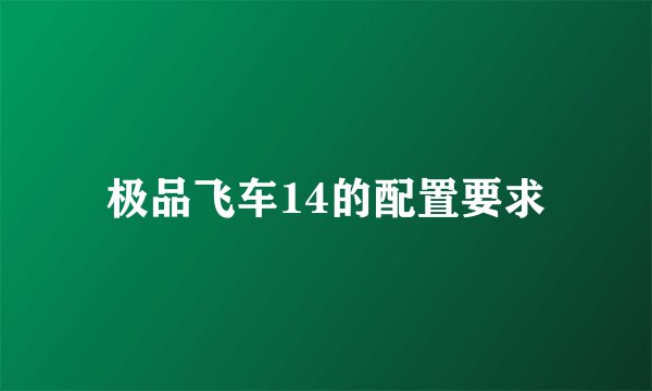 极品飞车14的配置要求