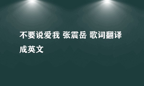 不要说爱我 张震岳 歌词翻译成英文