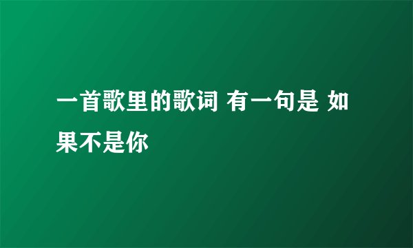 一首歌里的歌词 有一句是 如果不是你