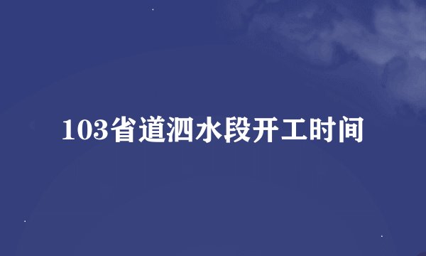 103省道泗水段开工时间