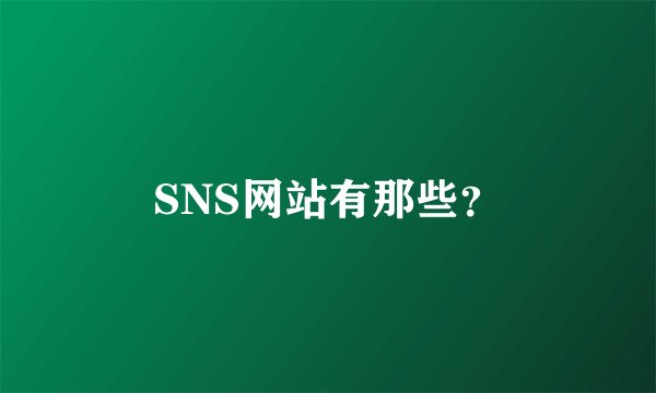 SNS网站有那些？
