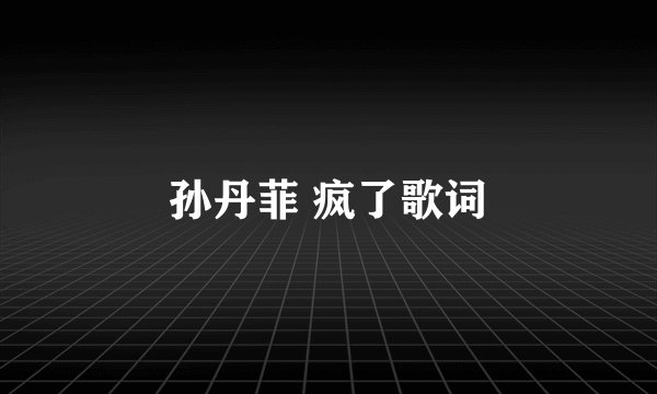 孙丹菲 疯了歌词