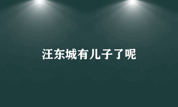 汪东城有儿子了呢