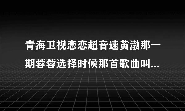 青海卫视恋恋超音速黄渤那一期蓉蓉选择时候那首歌曲叫什么？这是爱 我们的爱 还不确定。。。