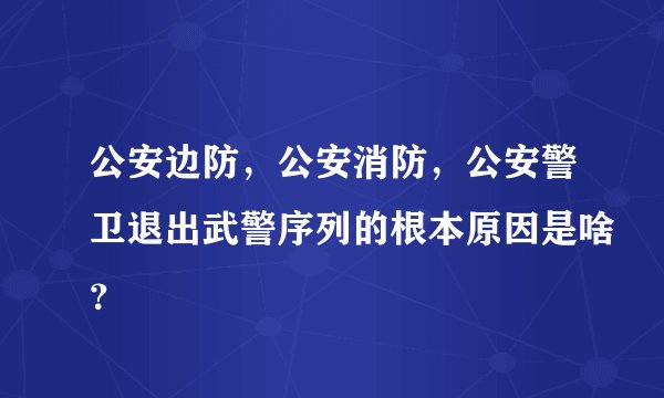 公安边防，公安消防，公安警卫退出武警序列的根本原因是啥？