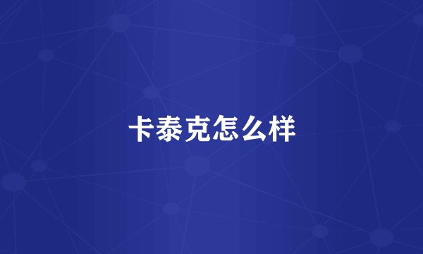 卡泰克怎么样