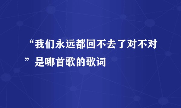 “我们永远都回不去了对不对”是哪首歌的歌词