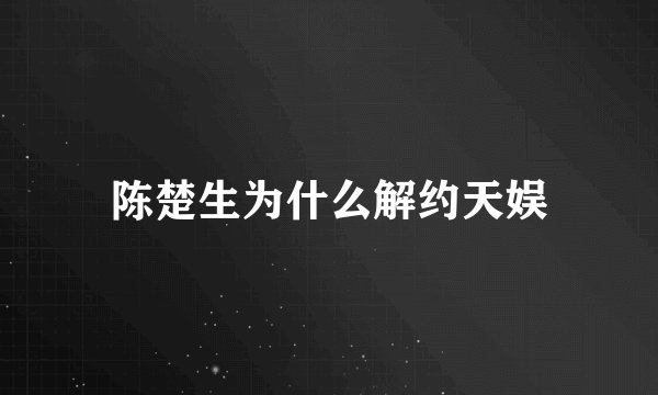 陈楚生为什么解约天娱