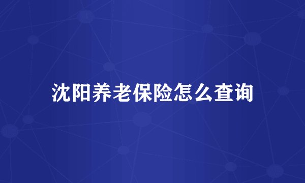 沈阳养老保险怎么查询