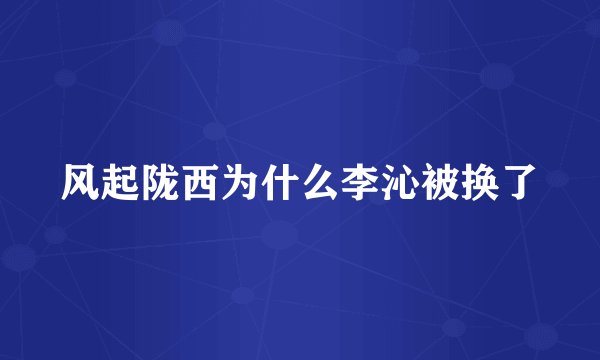 风起陇西为什么李沁被换了