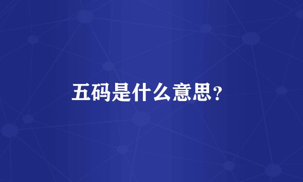 五码是什么意思？