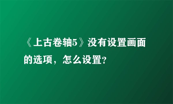 《上古卷轴5》没有设置画面的选项，怎么设置？
