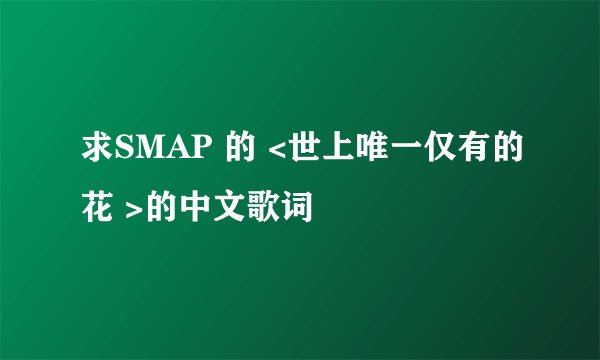 求SMAP 的 <世上唯一仅有的花 >的中文歌词