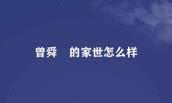 曾舜晞的家世怎么样