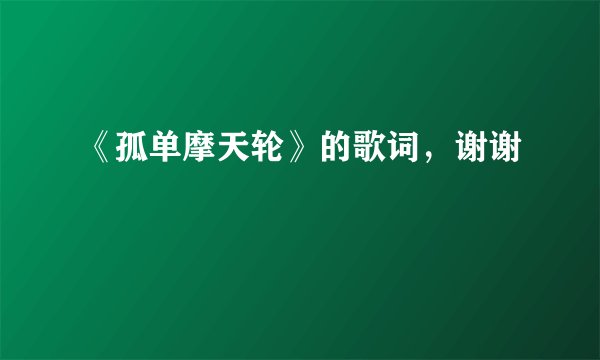 《孤单摩天轮》的歌词，谢谢