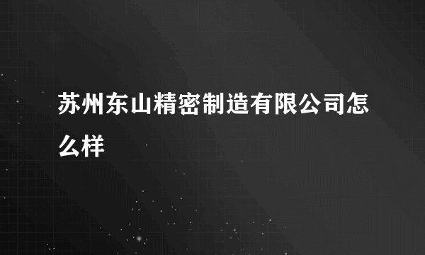 苏州东山精密制造有限公司怎么样