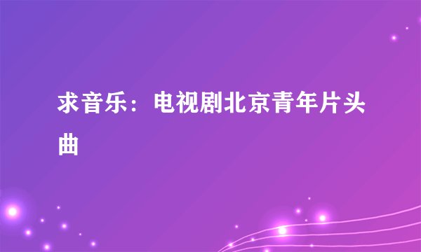 求音乐：电视剧北京青年片头曲
