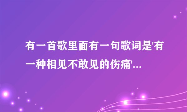 有一首歌里面有一句歌词是'有一种相见不敢见的伤痛'歌名叫什么啊'