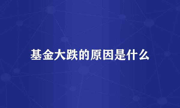 基金大跌的原因是什么