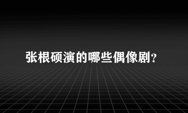 张根硕演的哪些偶像剧?