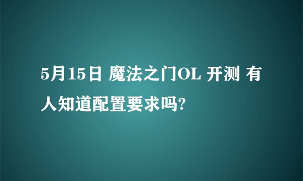 5月15日 魔法之门OL 开测 有人知道配置要求吗?