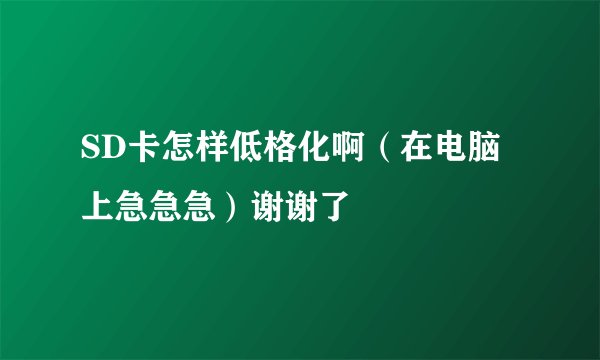 SD卡怎样低格化啊（在电脑上急急急）谢谢了