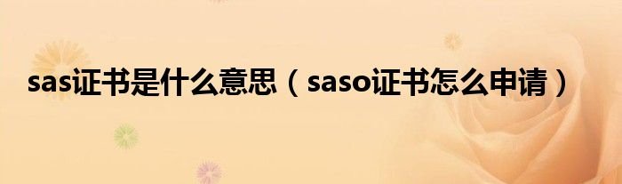 sas证书是什么意思saso证书怎么申请