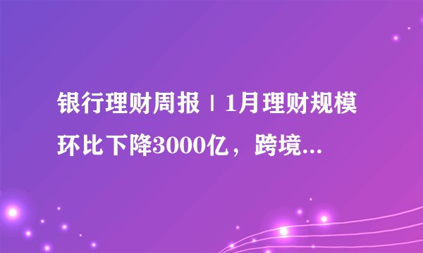 银行理财周报｜1月理财规模环比下降3000亿，跨境理财通2.0正式施行（240227）